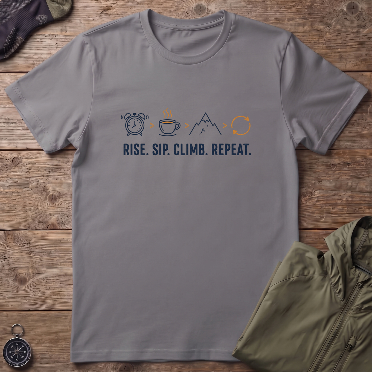 Rise, Sip, Climb T-Shirt
